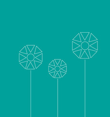 abstract flowers with blue background