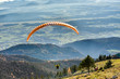 Paraglider is flying in the valley