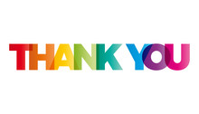 The Word Thank You. Vector Banner With The Text Colored Rainbow.