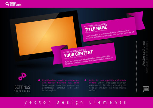 Business banner with modern display. Vector design elements for