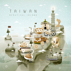 Wall Mural - Taiwan attractions map