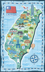 Wall Mural - Taiwan travel map