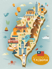 Wall Mural - lovely Taiwan travel map