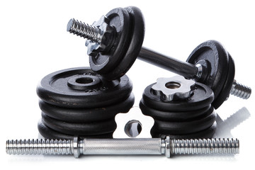 Wall Mural - Dumbbells on white background