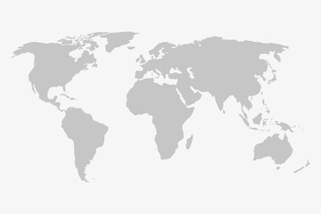 Poster - World map in grey on a white background