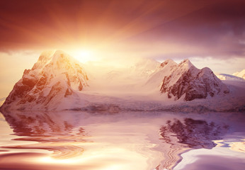 Wall Mural - beautiful snow-capped mountains