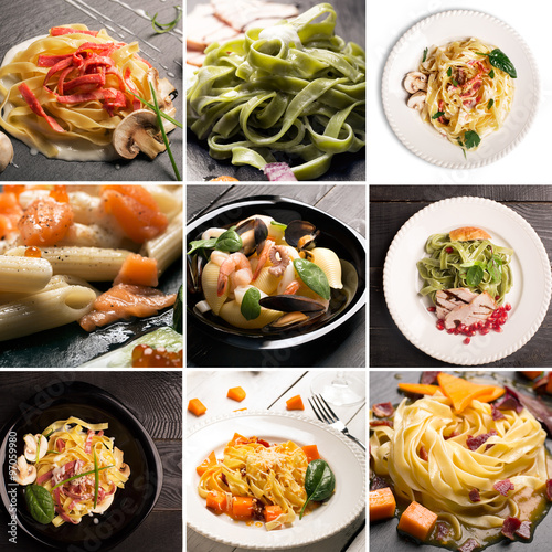 Naklejka dekoracyjna Collage from different photos of Italian pasta