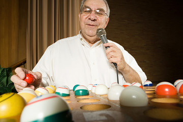 bingo caller at work