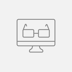 Poster - Glasses on computer monitor line icon.