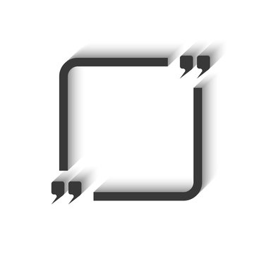 Quote square 3D frame, clear mockup note speech, comment design element template