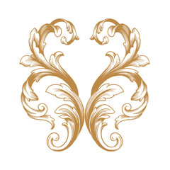 Premium Gold vintage baroque frame scroll ornament engraving border floral retro pattern antique style acanthus foliage swirl decorative design element filigree calligraphy