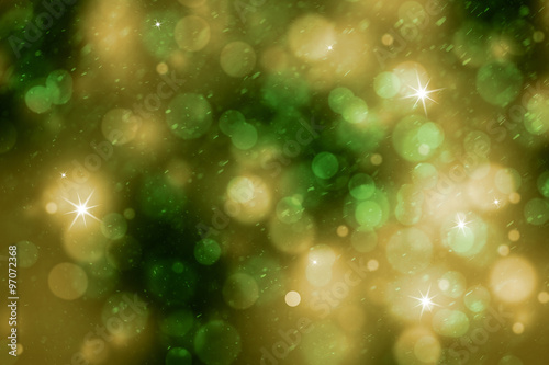 Abstract Golden And Green Color Shiny Realistic Snowfall Bokeh With Abstract Golden And Green Color Shiny Realistic Snowfall Bokeh With Drops Snowflakes Sparkle Background