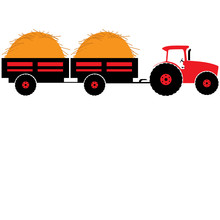 Tractor With Too Trailer Silhouette Color Vector Illustration Isolated
