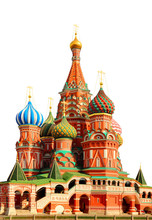 Saint Basils Cathedral On Red Square In Moscow Isolated Over Whi