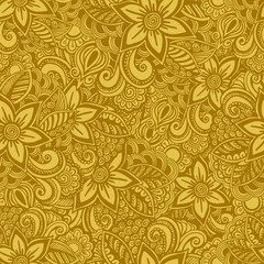 Hand drawn seamless Flower pattern. Doodle style