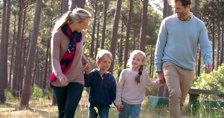 Poster - Happy family walking in a countryside