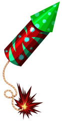 Wall Mural - firework rocket in red and green color