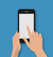 Poster - Hand touching screen of black phone