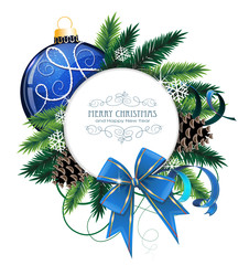 Poster - Christmas card with blue bauble