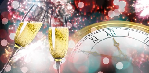 Poster - Composite image of champagne glasses clinking