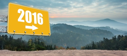 Poster - Composite image of yellow billboard