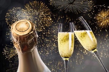 Poster - Composite image of champagne glasses clinking