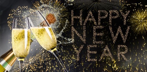 Poster - Composite image of champagne popping