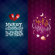 Merry christmas and Happy New Year labels set