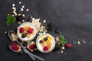 Canvas Print - Yogurt with granola or muesli