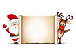 Christmas card design template. Santa Claus and his reindeer. 