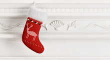 Red Christmas Stocking 3d Rendering