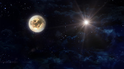 Wall Mural - full moon with white star cross