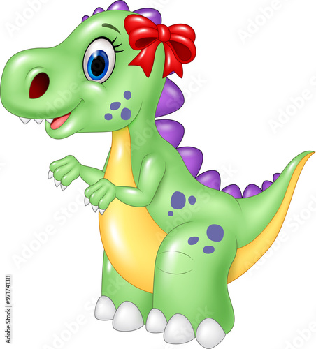 Cute female dinosaur isolated on white background: comprar este vector