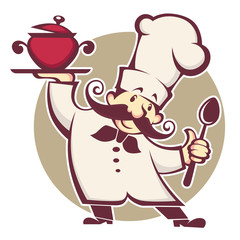 happy cartoon chef, vector illustration