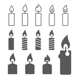 Fototapeta Dinusie - candle silhouettes on the white background