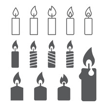 Candle Silhouettes On The White Background