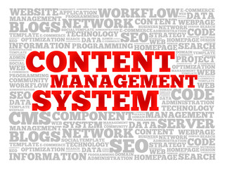 Poster - CMS Content Management System word cloud, business concept