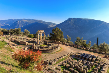 Wall Mural - ruins Athina Pronaia temple in Ancient Delphi, Greece, Europe