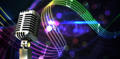 Poster - Composite image of digitally generated retro chrome microphone