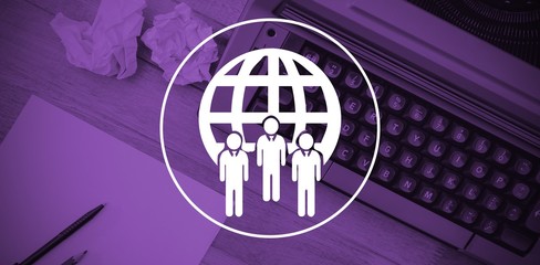 Poster - Composite image of business team and sphere