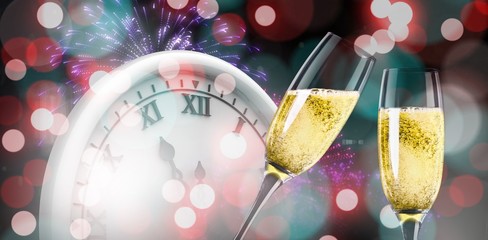 Poster - Composite image of champagne glasses clinking