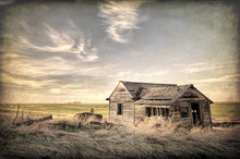 Abandoned Homestead On Prairie