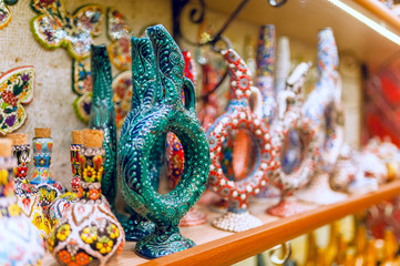 Wall Mural - Turkish ceramics in the Grand Bazaar in Istanbul, Turkey.