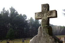 Large Tombstone With Cross With RIP