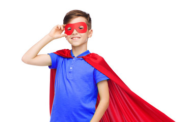 Canvas Print - boy in red super hero cape and mask