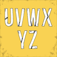 Wall Mural - U V W X Y Z White Paper Cut Hand Drawn Font