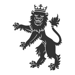 Sticker - Black Standing Lion With Crown