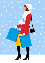 Shopping girl - Stock Illustration. fashionable girl with purchases for your design