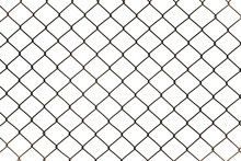 Rusty Chain Link Fencing Isolated On White Background