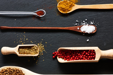 Poster - Spices in wooden utensils